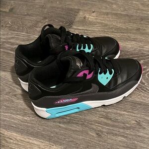 Nike Air Max Black Sneakers with Teal and Pink Accents